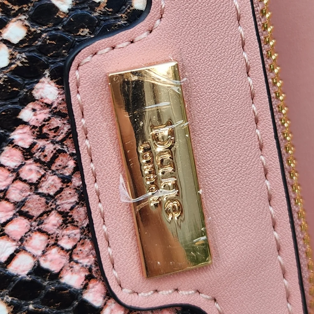 NWT Dune London Pink Snake Print Handbag Adjustable Crossbody